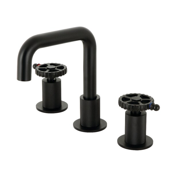 Kingston Brass Widespread Bathroom Faucet with Push PopUp, Matte Black KS1410CG - main
